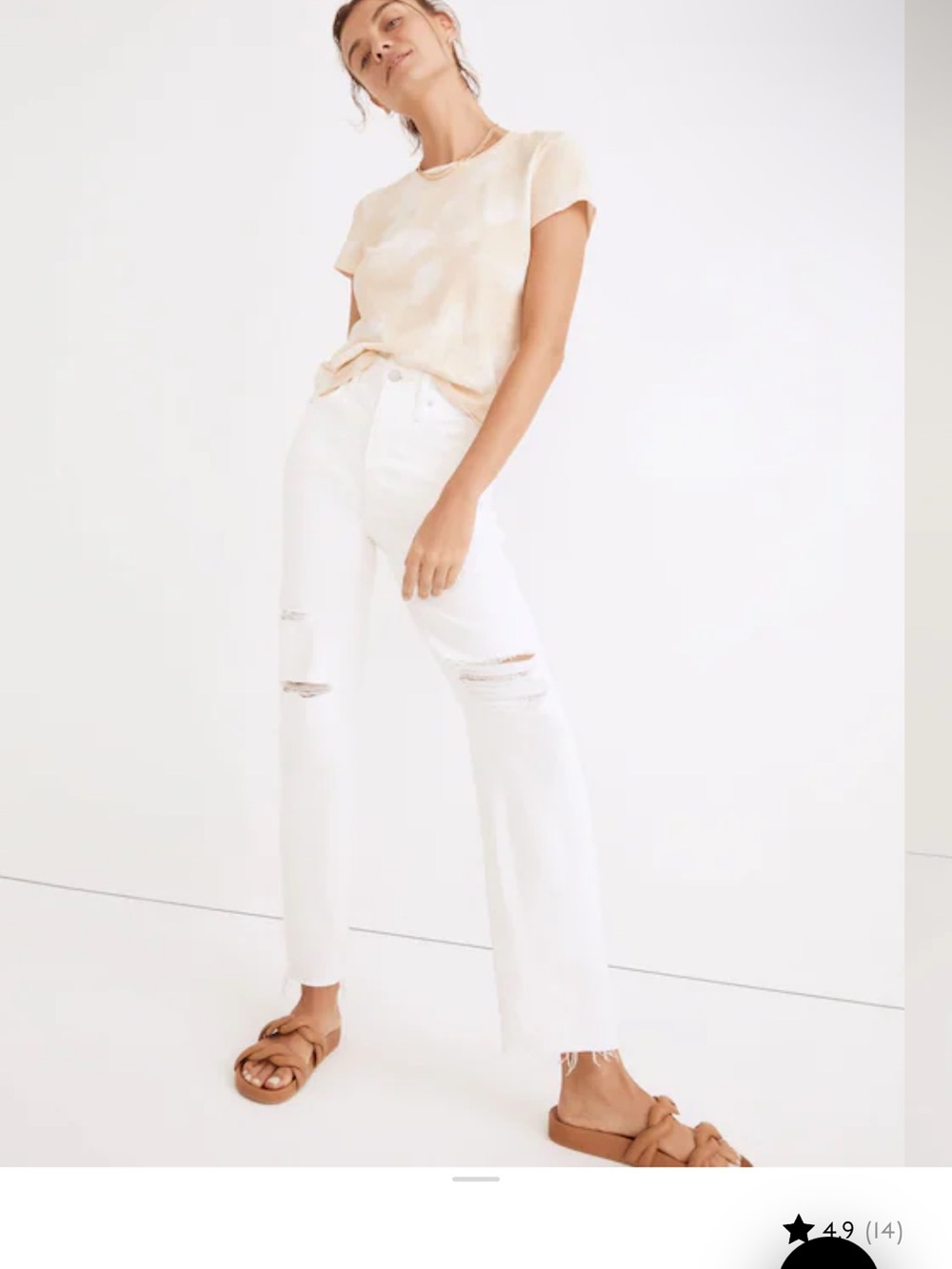Madewell White Straight-Leg High-Rise Jeans with Knee Slits